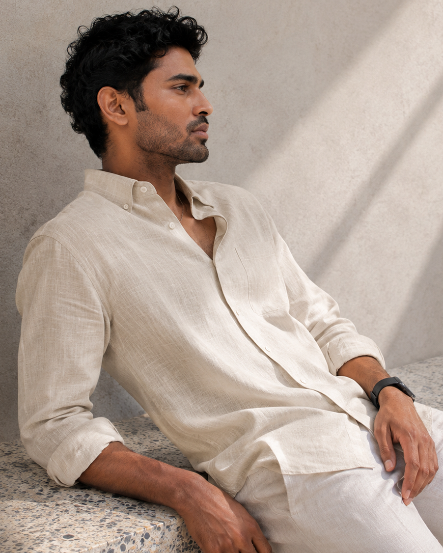 The Riviera Linen Shirt Natural Sand