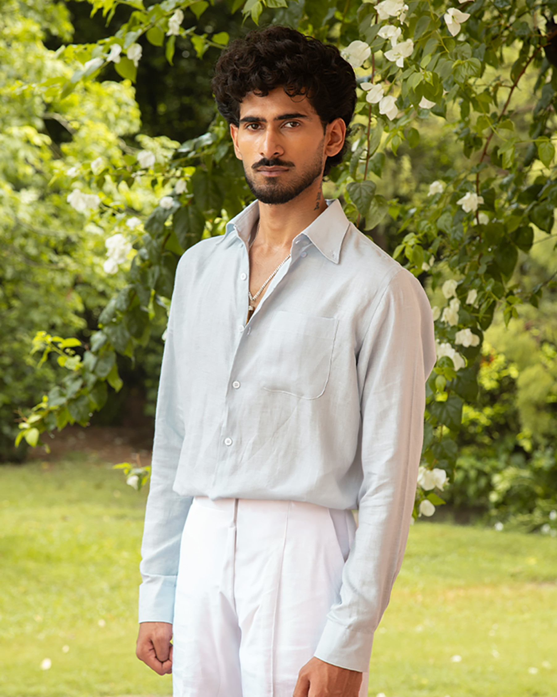 The Riviera Linen Shirt Sky Mist
