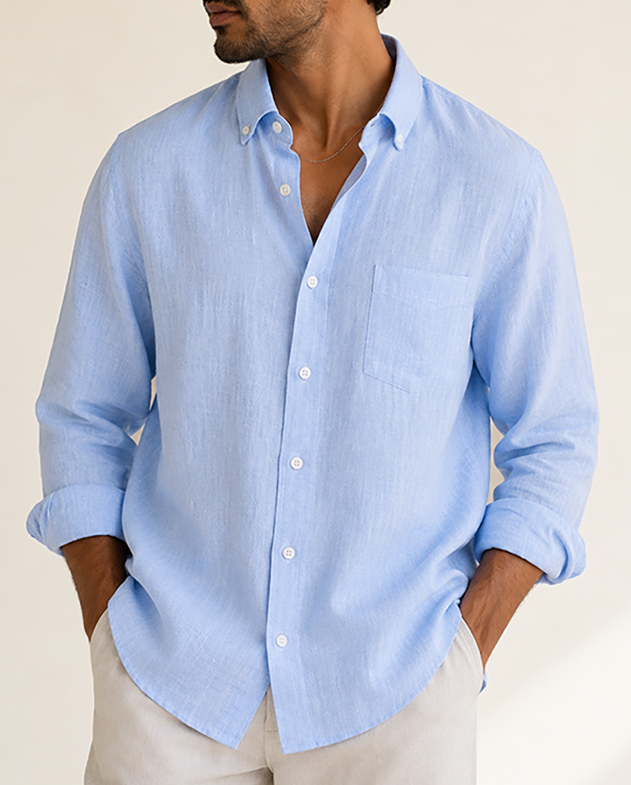 The Riviera Linen Shirt Sky Mist